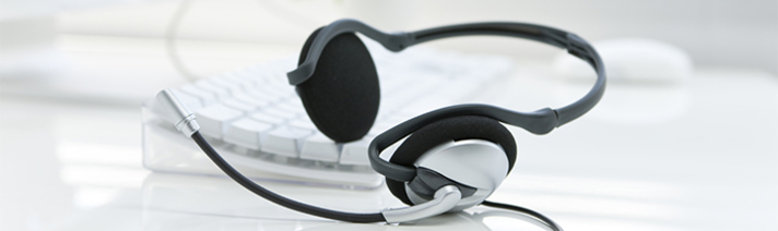 Headset laying on a keyboard